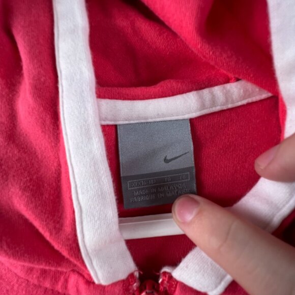 VTG Nike Silver Tag Girls Pink Full Zip Hoodie XL 16-18 Long Sleeve White Accent - Picture 7 of 11